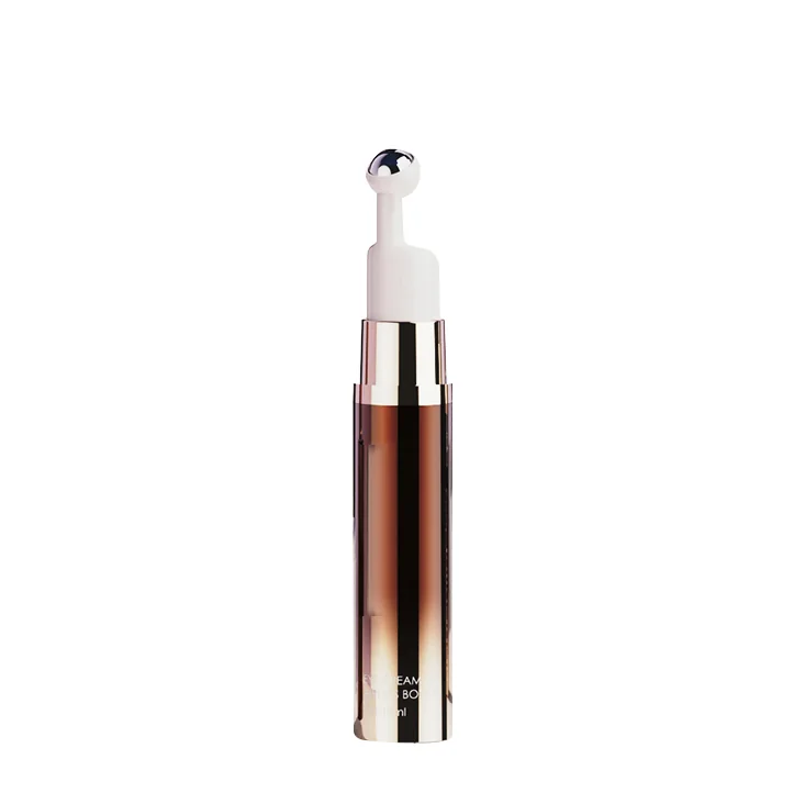 Brown cosmetic bottle with pump and cap